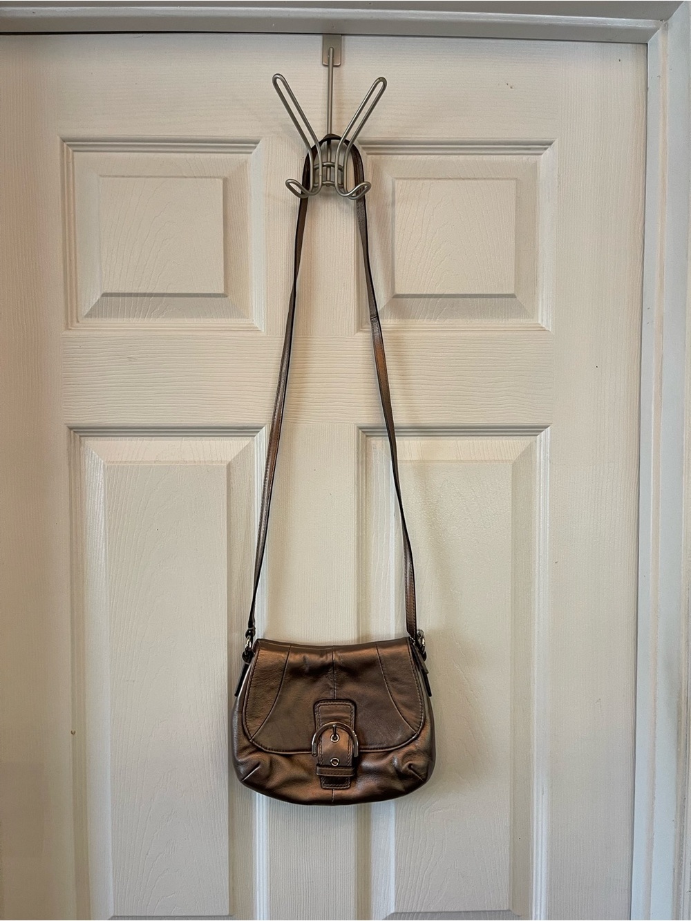 Like New Coach Metallic Brown Leather Crossbody Bag Y2K